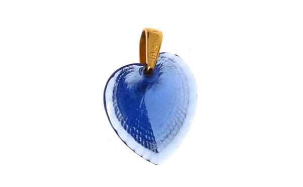 LALIQUE - Pendentif cœur en verre bleu, 