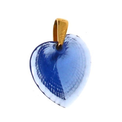 LALIQUE - Pendentif cœur en verre bleu, 