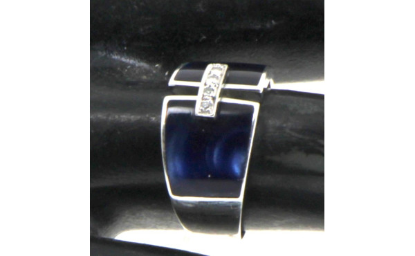 Bague en or blanc 18 carats et résine bl