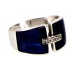 Bague en or blanc 18 carats et résine bl