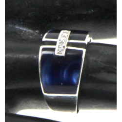 Bague en or blanc 18 carats et résine bl