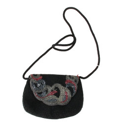 Sac de soirée perlé noir, rouge et argen