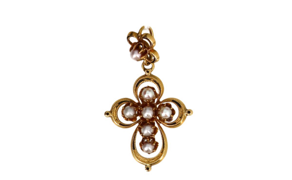 Pendentif croix ancien en or jaune 18 ct