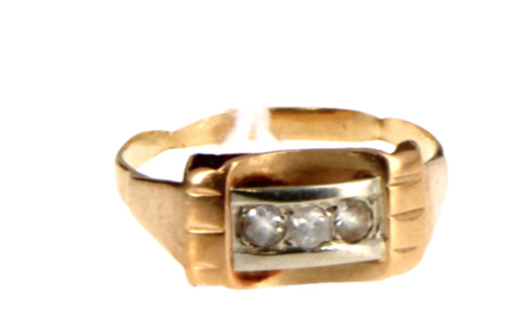 Bague ancienne en or jaune 18 cts sertie