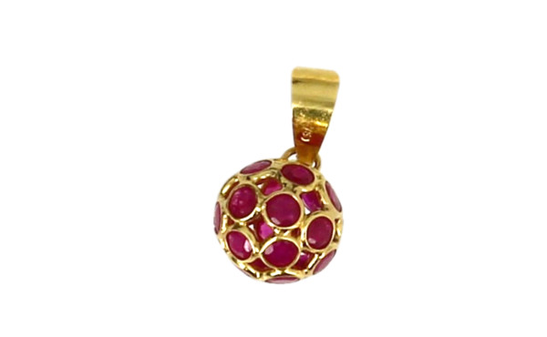 Pendentif boule en or jaune 750ème serti