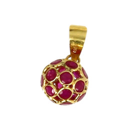 Pendentif boule en or jaune 750ème serti