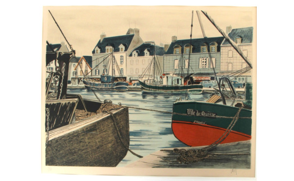 Ecole Xxe "Port du Croisic" lithographie
