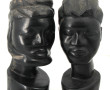 Afrique - Paire de bustes en bois foncé 
