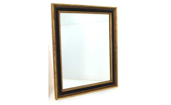 Miroir encadrement doré et réhauts noir