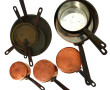 Lot de 6 casseroles en cuivre avec couve