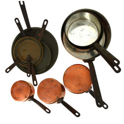 Lot de 6 casseroles en cuivre avec couve