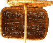 Grand panier fermé en osier, H 32,5 cm x