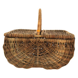 Grand panier fermé en osier, H 32,5 cm x