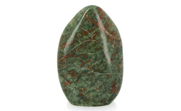 Forme libre en calcite verte polie inclu