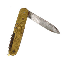 Couteau pliant ancien en laiton et lame 