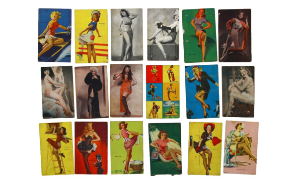 PIN-UP - Lot de 18 cartes sur carton, 13