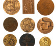 9 médailles de table diverses en bronze