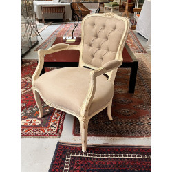 Fauteuil style L XV tissu écru