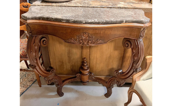 Console en acajou XIXe, plateau marbre (