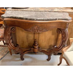 Console en acajou XIXe, plateau marbre (