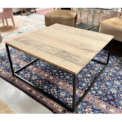Table basse moderne plateau bois brut et