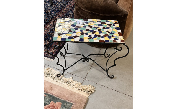 Table basse en fer forgé et plateau céra