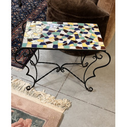 Table basse en fer forgé et plateau céra