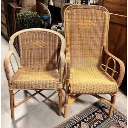 Deux fauteuils en rotin de différents mo