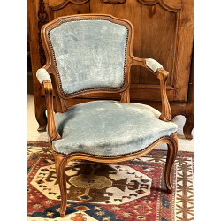 Fauteuil cabriolet en bois naturel et ve