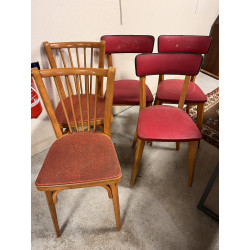 2 séries de chaises en skaï rouge (3 dos