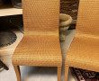Paire de chaises en bois clair et rotin 