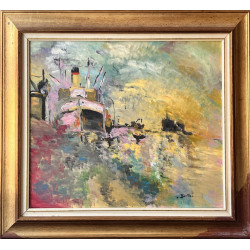 BONPRE (Xxème) "Cargos dans le port", hu