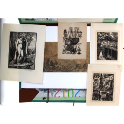 LOT - Carton à dessins garni de gravures