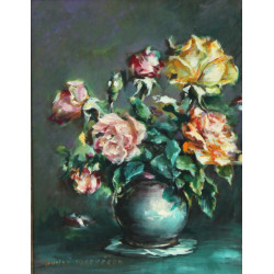 André MORVEZEN (Xxème) "Bouquet de roses