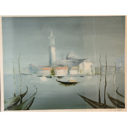 Louis LAMARQUE (1912-1991) "Vue de Venis