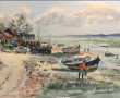 Jean HOURREGUE (1925-1983) "Barques dans