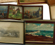 Lot de petits tableaux divers, gravures 