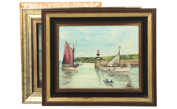 André MORVEZEN (Xxème) "Barques à marée 