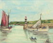André MORVEZEN (Xxème) "Barques à marée 