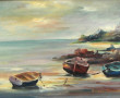 André MORVEZEN (Xxème) "Barques à marée 