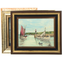André MORVEZEN (Xxème) "Barques à marée 