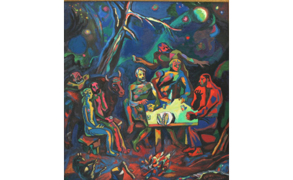 BRACENKO (Xxème) "La Crèche", huile sur 