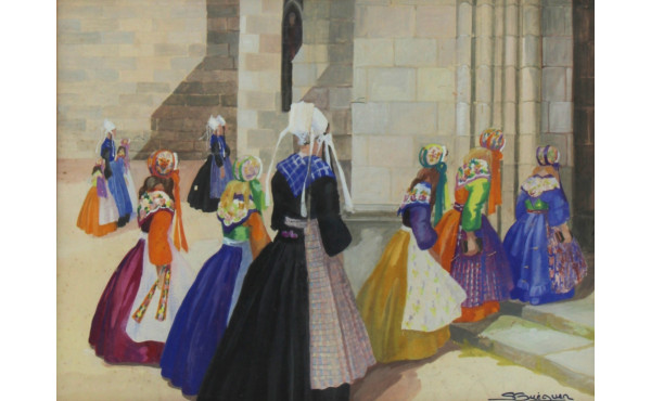 Suzanne GUEGUEN (1900-1979) "Sortie d'ég
