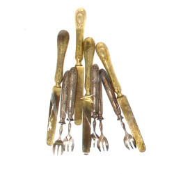 5 fourchettes à huîtres anciennes en mét
