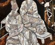Petit panneau en laque asiatique et nacr