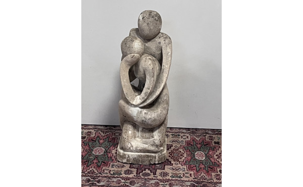 Sculpture contemporaine "Couple enlacé",