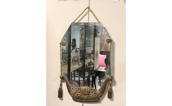 Miroir ART DECO entourage en métal à pat