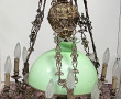 Suspension ancienne en laiton opaline ve