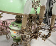 Suspension ancienne en laiton opaline ve