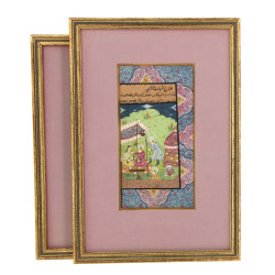 Paire de miniatures persanes 19 x 9,5 cm